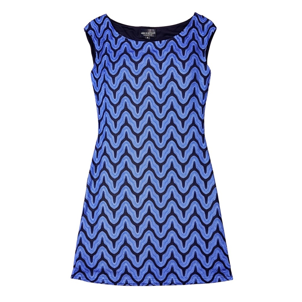 Connected Apparel Y2K Unique Vintage Black & Blue Lace Mini Dress, Size 8